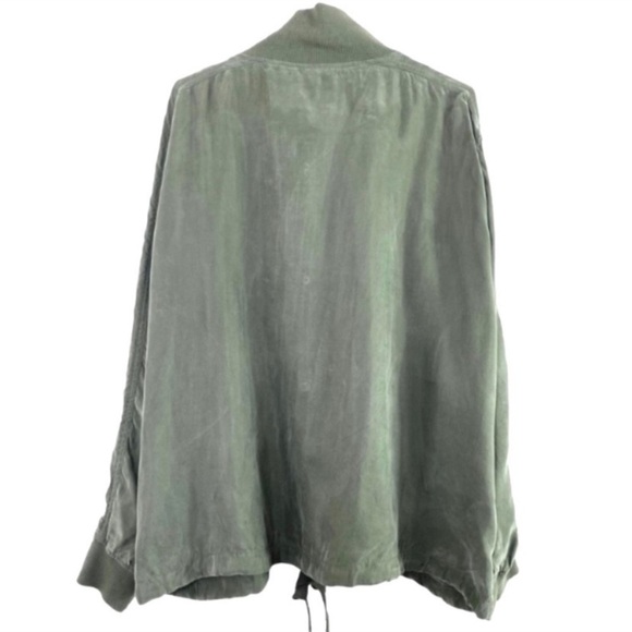 ANTHROPOLOGIE Marrakech Draped Tencel Lightweight Bomber Jacket Army Green Sz 1X - Picture 4 of 7